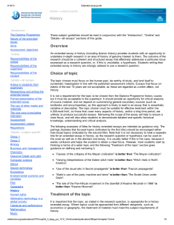 Overview Choice of topic Treatment of the topic History