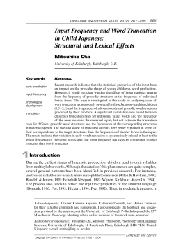 Input Frequency and Word Truncation in Child Japanese: Structural