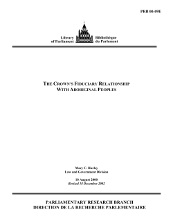 The Crown`s Fiduciary Relationship with Aboriginal Peoples (2002)