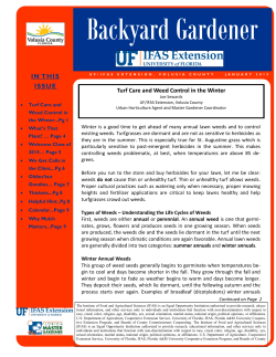 IN THIS ISSUE Turf Care and Weed Control in the Winter