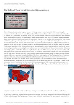 The Rights of These United States: the 12th Amendment