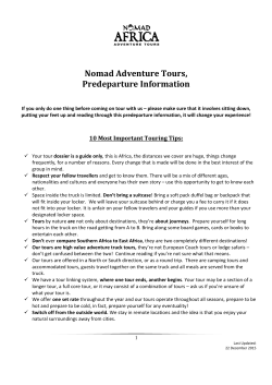 Nomad Adventure Tours, Predeparture Information