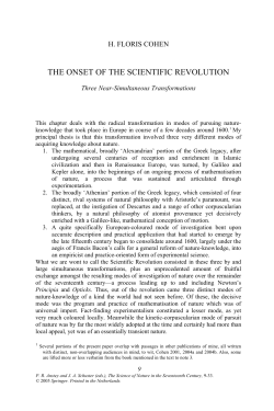 the onset of the scientific revolution - UB