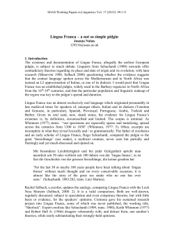 Lingua Franca – a not so simple pidgin