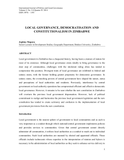 local governance, democratisation and constitutionalism in zimbabwe