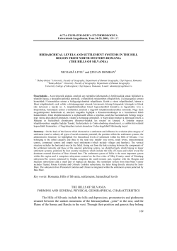 HIERARCHICAL LEVELS AND SETTLEMENT SYSTEMS IN THE