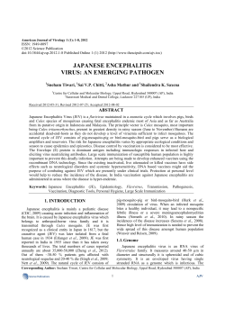 japanese encephalitis virus: an emerging pathogen