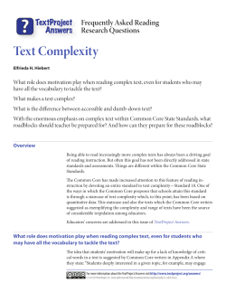 TextProject Answers: Text Complexity