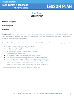 Fad Diet Lesson Plan