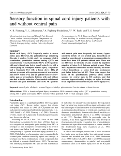 Sensory function in spinal cord injury patients with and without