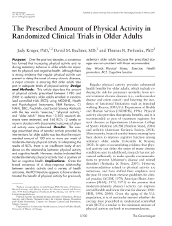 The Prescribed Amount of Physical Activity in