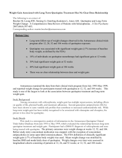 7. Weight Gain Associated with Long Term Quetiapine