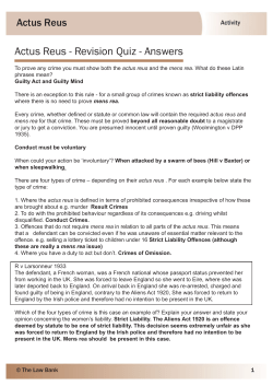 Actus Reus - Revision Quiz - Answers