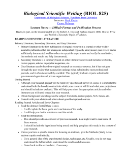 Biological Scientific Writing (BIOL 825)
