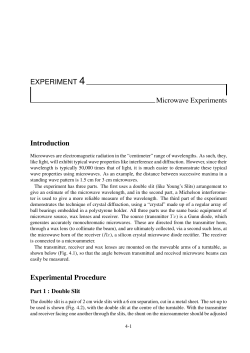 EXPERIMENT 4 Microwave Experiments Introduction Experimental