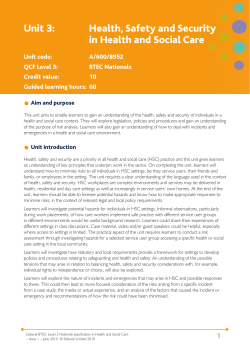 Unit 3: Health, Safety and Security in Health and Social Care