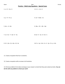 Practice &ndash; Multi-step Equations &ndash; Special Cases