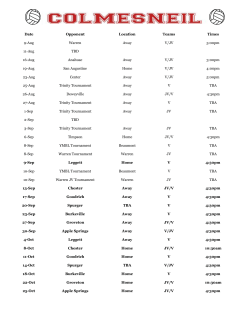 Date Opponent Location Teams Times 9Aug Warren Away V/JV 5