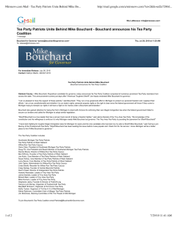Tea Party Patriots Unite Behind Mike Bouchard