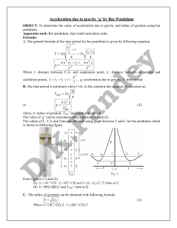 Acceleration due to gravity `g` by Bar Pendulum