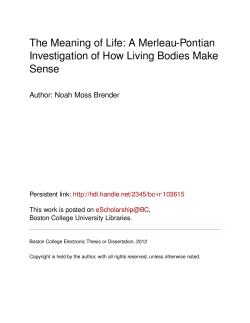 The Meaning of Life: A Merleau-Pontian Investigation of How Living