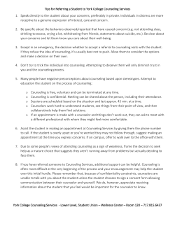 Tips for Referring a Student to York College Counseling Services 1