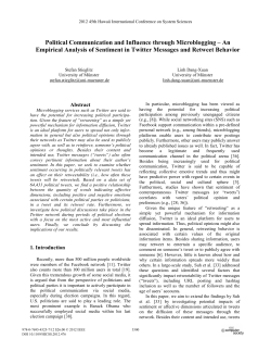 Political Communication and Influence through Microblogging&mdash;An