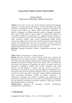 Connectionist Models and the Nativist Debate 1. Introduction