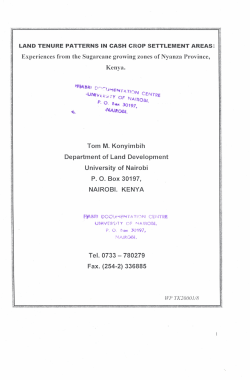 Land Tenure Patterns In Cash Crop Settlement Areas:Experiences