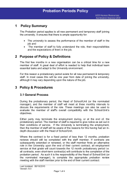 Probation Periods Policy - University College Dublin