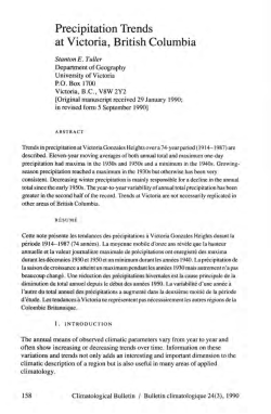Precipitation Trends at Victoria, British Columbia
