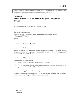 Ordinance on the Incentive Tax on Volatile Organic Compounds