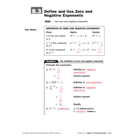 8.3 Define and Use Zero and Negative Exponents
