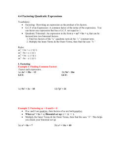 4.4 Factoring Quadratic Expressions