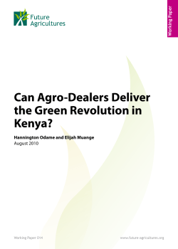 Can Agro-Dealers Deliver the Green Revolution in Kenya?
