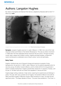 (NEWSELA) Langston Hughes Bio 7 - Mrs. Ranard`s Language Arts