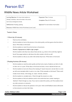 Endangered Animals Worksheet (Lower level)
