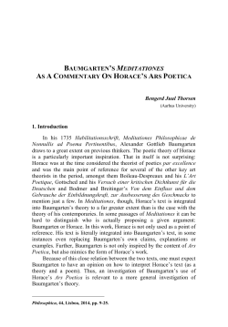 baumgarten`s meditationes as a commentary on horace`s ars poetica