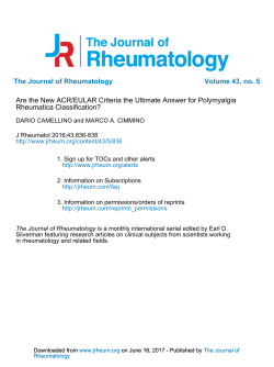 Are the New ACR/EULAR Criteria the Ultimate Answer for