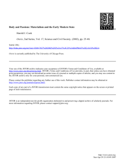 Body and Passions: Materialism and the Early Modern State Harold