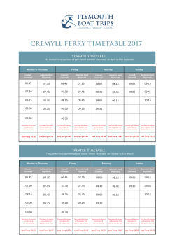 Cremyll Ferry 2017 Timetable