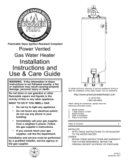 FVIR Power Vent - US Craftmaster Water Heaters