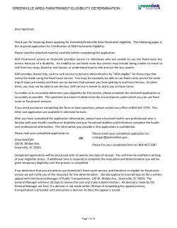 GREENVILLE AREA PARATRANSIT ELIGIBILITY DETERMINATION