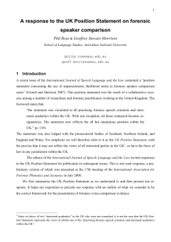 A Response to UK position statement on forensic speaker comparison