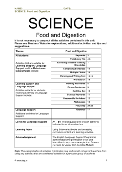 Food and Digestion - English Language Support Programme