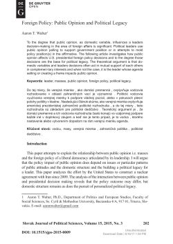Foreign Policy: Public Opinion and Political Legacy