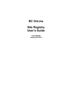Site Registry - BC OnLine - Province of British Columbia