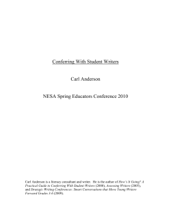 Conferring With Student Writers Carl Anderson NESA Spring