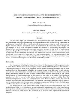 RISK MANAGEMENT IN LITHUANIAN AND IRISH CREDIT UNIONS