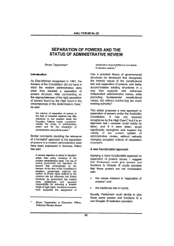 Topperwien, Bruce --- "Separation of Powers and the Status of
